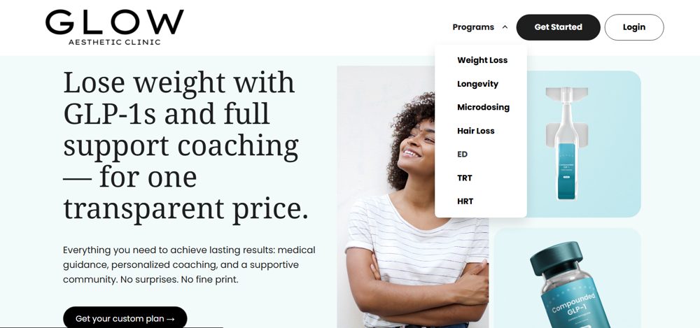 GLOW x Agile Telehealth site - use the Programs menu to choose your program